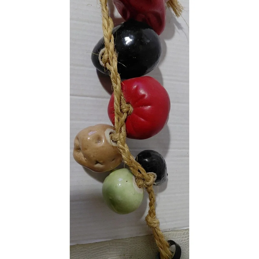 Handcrafted Folk-Art Retro Farmhouse Vintage Ceramic Vegetables Rope Wall Decor